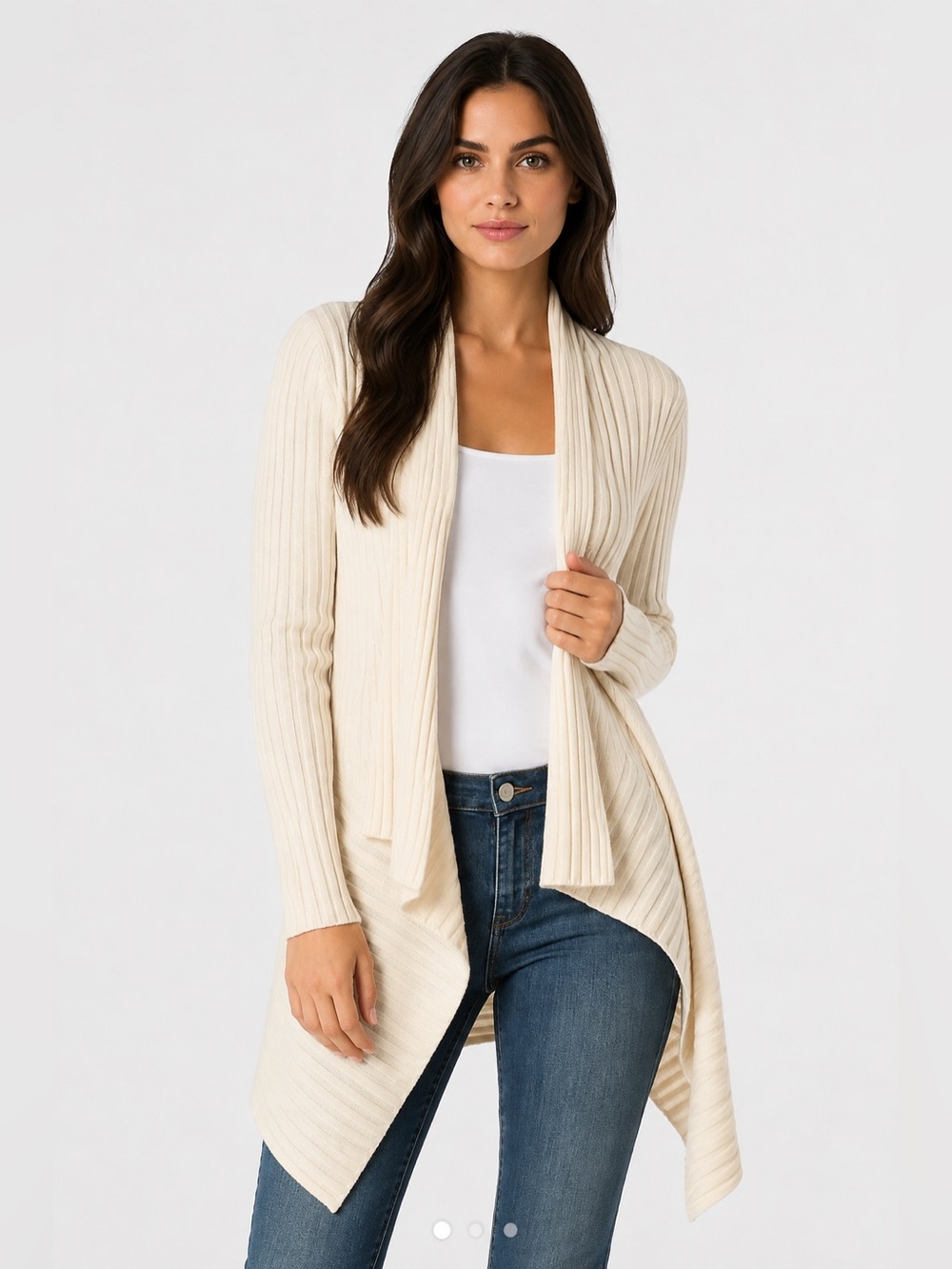Autumn Cashmere Rib Drape Open Front Cashmere Blend Cardigan Sweater